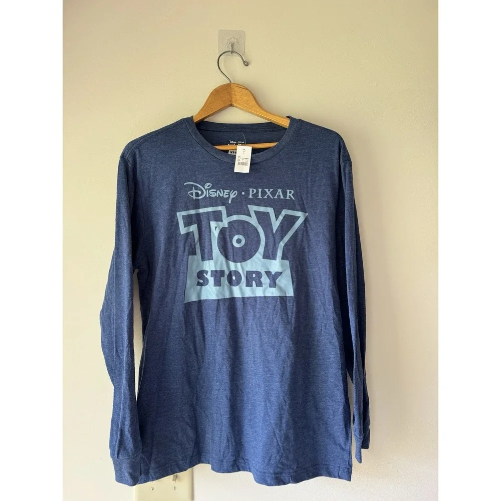 Disney Pixar Toy Story Long Sleeve Shirt Large New With Tags Blue Heathered